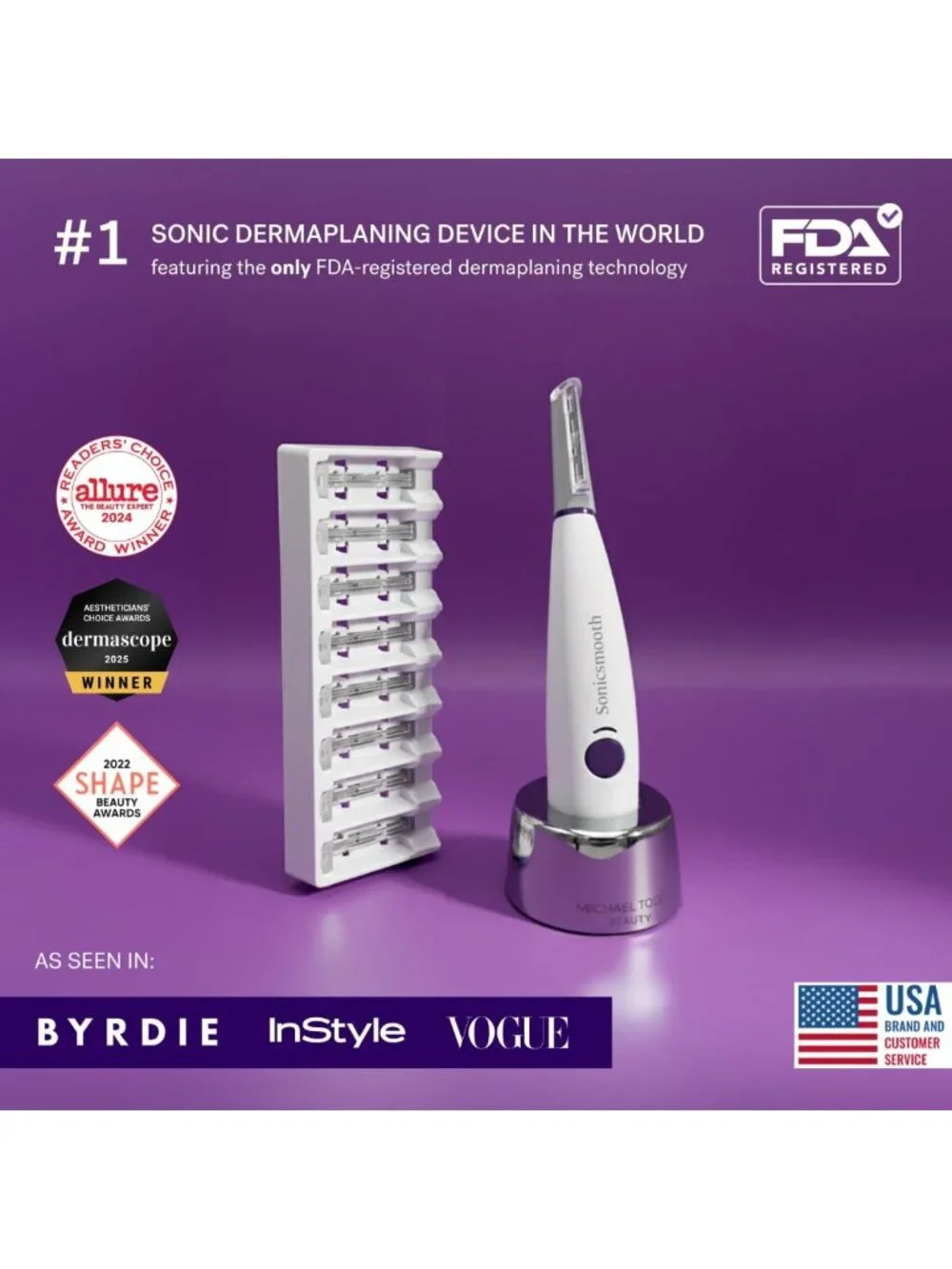 Dermaplane Razor for Women | Facial Hair Remover, Eyebrow Trimmer & Blades Set